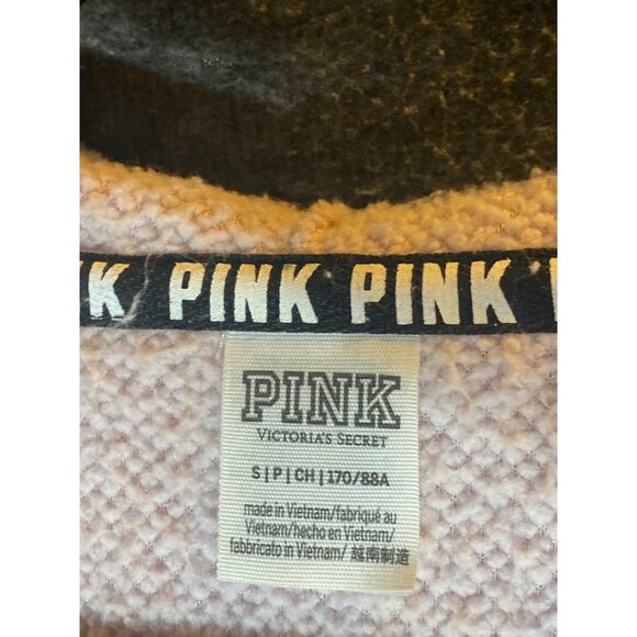 VS PINK Sherpa Pullover Small Relaxed Fit Hooded Half Zip Closure Kangaroo Pocke - Picture 7 of 9